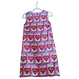Vestido de seda Dolce & Gabbana con estampado Amore Rosa Blanco Roja Dorado