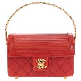 Chanel Vintage Mademoiselle Top Handle Flap Quilted Leather Small Rouge
