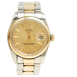 Relógio Rolex Oyster Perpetual Date 36mm Aço e Ouro Amarelo Prata Dourado