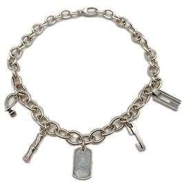 Colar de 5 pingentes Gucci em Silver Prata