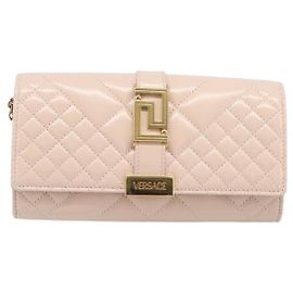 Versace Greca Goddess Convertible Clutch Leather Mini Rose