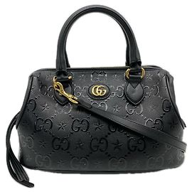 Gucci GG Embossed Star Medium Handbag Brown Beige