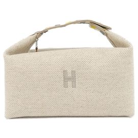 Hermès Hermes AU CARRE Brid à Black GM Handbag Pouch Beige