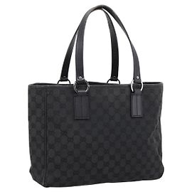 Borsa GUCCI GG Canvas Nero Argento 113017 Auth 203778 Nero Argento