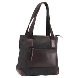 Bolso de mano GUCCI GG Canvas Marrón Oscuro Plata 28893 Auth BA15708 Plata Marrón oscuro