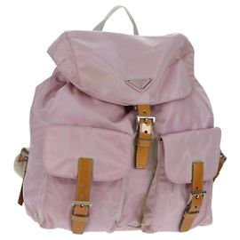 Zaino PRADA Nylon Pink Silver Auth 161509 Argento Rosa