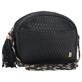 Bolsa de Ombro com Corrente BALLY em Couro Preto e Ouro Auth BA15717 Preto Dourado