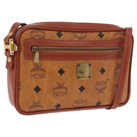 Borsa a tracolla MCM Vicetos PVC Pelle Marrone Tono Oro Auth 203589 Marrone Altro