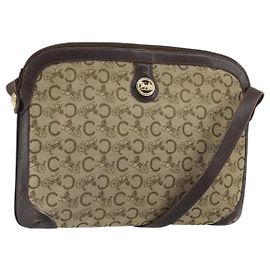 Céline Borsa a tracolla CELINE C Sulky Canvas Beige Gold Auth 161739 Beige D'oro