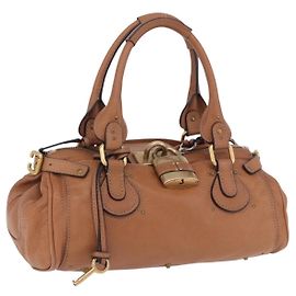 Chloé Chloe Paddington Handtasche Leder Braun Gold Silber Auth 201140V Braun Silber Golden