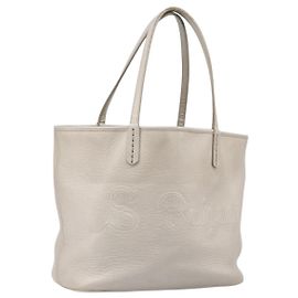 Bulgari BVLGARI Tote Bag Leather Silver Auth 202279 Silvery