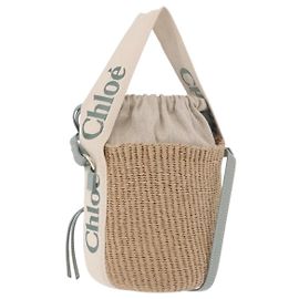 Chloé Chloe Mifuko Woody Small Basket Bag Raffia 2way Beige Silver Auth 202617V Plata Beige