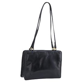 BOTTEGA VENETA Shoulder Bag Leather Black Gold Auth 202655A Black Golden