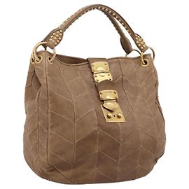 Borsa Tote Miu Miu in pelle Gold Brown Auth 200683A Marrone D'oro