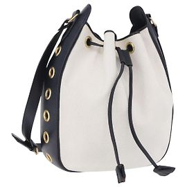 Autre Marque Bolsa de Ombro SAINT LAURENT PVC Canvas Navy White Auth 197773 Branco Azul marinho