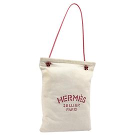 Hermès Bolso de hombro HERMES Aline PM Canvas Beige Red Auth 202310 Roja Beige