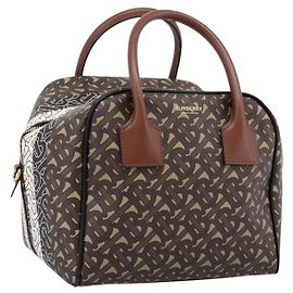 Borsa a mano BURBERRY Monogram Cube PVC Brown Gold Auth 202676 Marrone D'oro