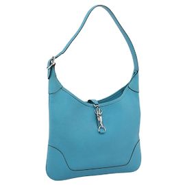 Hermès Bolsa de Ombro HERMES Trim 31 em Couro Azul Claro Prata Auth 203229V Prata Azul claro