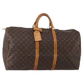 LOUIS VUITTON Monogram Keepall 60 Boston Bag M41422 LV Auth 197828 Monograma