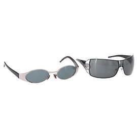 GUCCI Giorgio Armani Sunglasses Plastic 2 Set Black Brown Auth bs36929 Brown Black