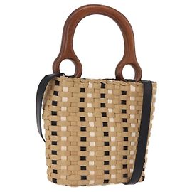 Salvatore Ferragamo Hand Bag Canvas 2way Beige Gold Auth 202977V Beige Golden