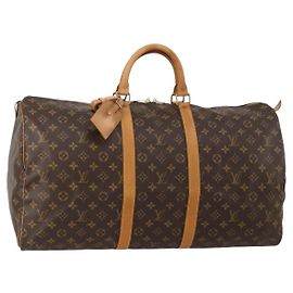 LOUIS VUITTON Monogram Keepall 55 Boston Bag M41424 LV Auth 196969V Monogram