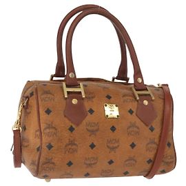 Borsa a mano MCM Vicetos Logogram PVC Leather 2way Brown Gold Auth gh1459 Marrone D'oro