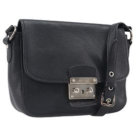 Miu Miu Schultertasche Leder Schwarz Silber Auth 200710A Schwarz Silber