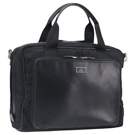 GUCCI Business Bag Canvas Black Silver 019 0327 Auth bs37023 Black Silvery