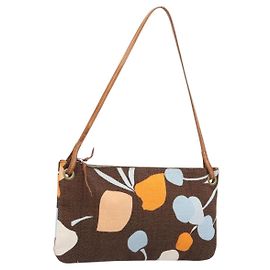 Miu Miu Shoulder Bag Canvas Brown Gold Auth 197448A Brown Golden
