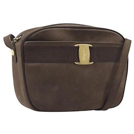 Sac à épaule Salvatore Ferragamo Vala en daim marron ton or Auth ka6067 Marron Autre