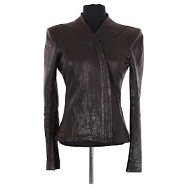 Veste en cuir marron Helmut Lang Marron