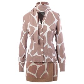 Blusa in seta con stampa giraffa Red Valentino con sciarpa Bianco Altro