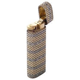 Cartier Les Must 18k Gold & Silver Woven Jacket Lighter Golden Other