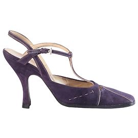 Prada T-Strap Pumps aus violettem Wildleder – '00s Andere Lila