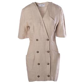 Robe mini croisée en lin beige Jean Paul Gaultier Pour Gibo Autre