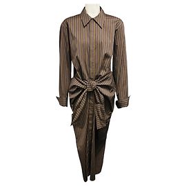 Abito camicia midi a maniche lunghe a righe Mila marrone multicolore A.L.C. Marrone