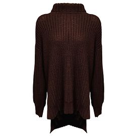 Autre Marque Pull à col roulé en maille de laine asymétrique marron Peter Do Marron