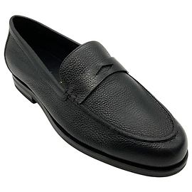 Santoni Loafer aus schwarzem Narbenleder Schwarz