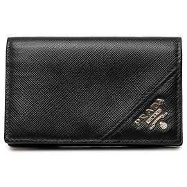 Black Prada Saffiano Card Holder Black