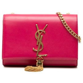 Autre Marque Bolsa Tiracolo Saint Laurent Small Kate Tassel em couro de bezerro liso rosa com monograma Rosa