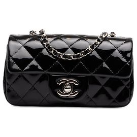 Bolso bandolera Chanel Extra Mini Rectangular Classic Patent Single Flap Negro Negro