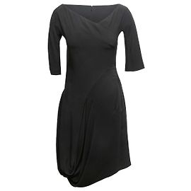 Black Alexander McQueen Draped Hem Asymmetrical Dress Size IT 40 Black