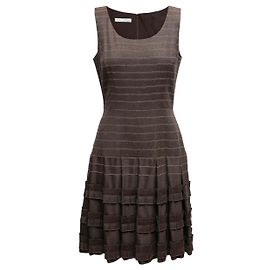Robe sans manches en laine rayée marron Oscar de la Renta Taille US S Marron