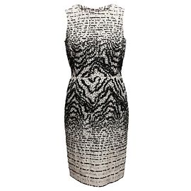 Oscar de la Renta verziertes Kleid Weiß & Schwarz Größe US 8 Weiß