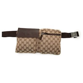 Bolsa de cintura Gucci GG Canvas bege com bolso duplo Bege