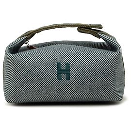 Hermès Small Wool Bride A Brac H Natte Case Vanity Bag Blau Blau