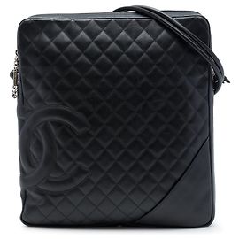 Borsa a tracolla Chanel Large Quilted Lambskin Cambon Ligne Nera Nero