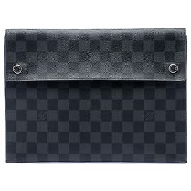 Louis Vuitton Damier Graphite Alpha Pochette GM Clutch Bag schwarz Schwarz
