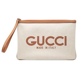 Beige Gucci Canvas Logo Clutch Beige